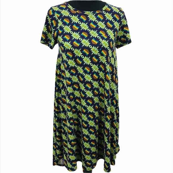 LulaRoe Carly Southwestern Pattern Dress, Green - Picture 7 of 7